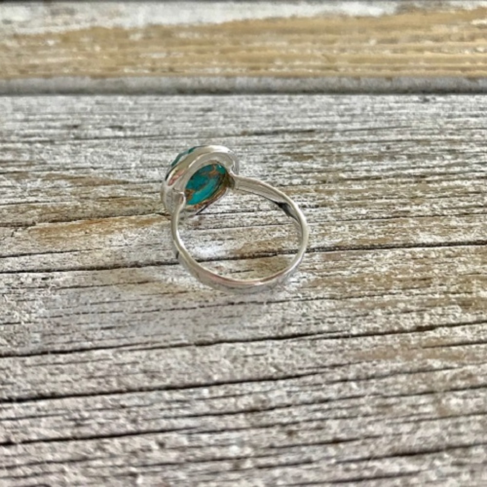 Boho Faceted Quartz over Turquoise Stackable Ring - Picture 5 of 6
